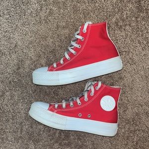 Red high top platform converse